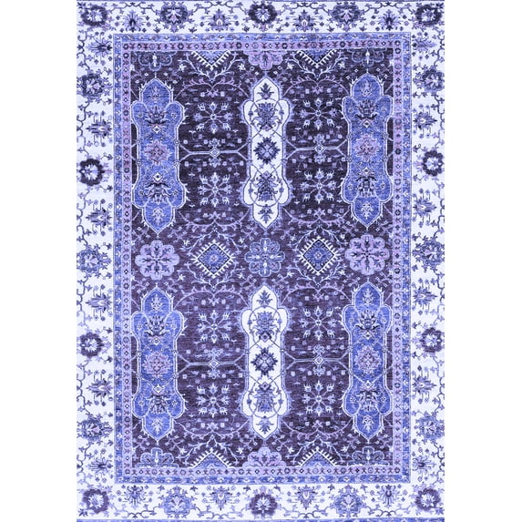 Ahgly Company Machine Washable Indoor Rectangle Abstract Blue Modern Area Rugs, 5' x 8'
