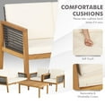 thumbnail image 6 of Patiojoy 4-Piece Patio Acacia Wood Furniture Set Outdoor PE Rattan Conversation Set with Removable Cushions Off White, 6 of 7
