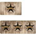 thumbnail image 2 of Western Rustic Kitchen Rugs Mat Set of 2 Cushioned Anti Fatigue Kitchen Mats for Floor Farmhouse Country Kitchen Floor Mat Texas Star Non Slip Waterproof Comfort Standing Mats, Brown, 17"x28"+17"x47", 2 of 6