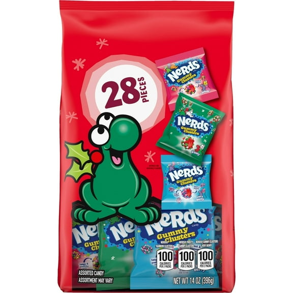 NERDS Gummy Clusters Holiday Assorted Treat Pack, 14 oz, 28 Count