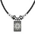 thumbnail image 1 of patron de estilo arabe, negro, blanco collar a mano colgante de cuerda de cuero Unbranded M, 1 of 3