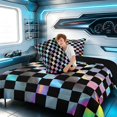 thumbnail image 4 of Erosebridal Checkered Flag King Size Comforter Sets, Racing Comforters King Size, Holographic Checkered, Black Reversible 3pcs 1 Comforter and 2 Pillowcases, 4 of 6