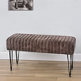 thumbnail image 2 of HOME SOFT THINGS OTOMAN/TABURETE SUPER SUAVE DE PIEL SINTÉTICA. OTOMAN TAPIZADO PARA REPOSAPIÉS CON PATAS DE METAL NEGRO Y ASIENTO ACOLCHADO. 116X40X55CM, CHOCOLATE, 2 of 5