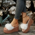 thumbnail image 2 of Pandaie Women's 3D Flower Platform Sandals Bohemia Dressy Wedge Slides Casual Summer Beach Slippers Open Toe Walking Outdoor Shoes White Size 9.5, 2 of 7
