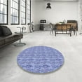 thumbnail image 4 of Ahgly Company Machine Washable Indoor Round Transitional Day Sky Blue Area Rugs, 4' Round, 4 of 7