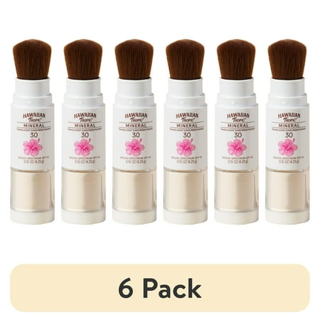 (6 pack) Hawaiian Tropic Mineral Powder Sunscreen Brush SPF 30, 0.15oz