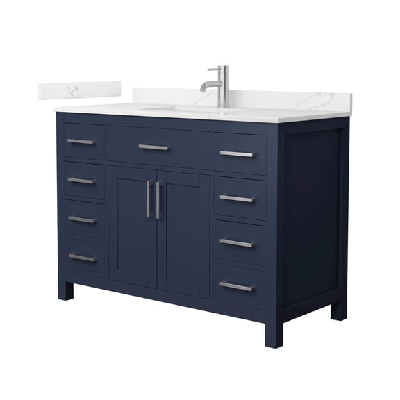 Wyndham Collection Wcg2424-48S-Qtz-Unsmxx Beckett 48" Free Standing Single Basin Vanity