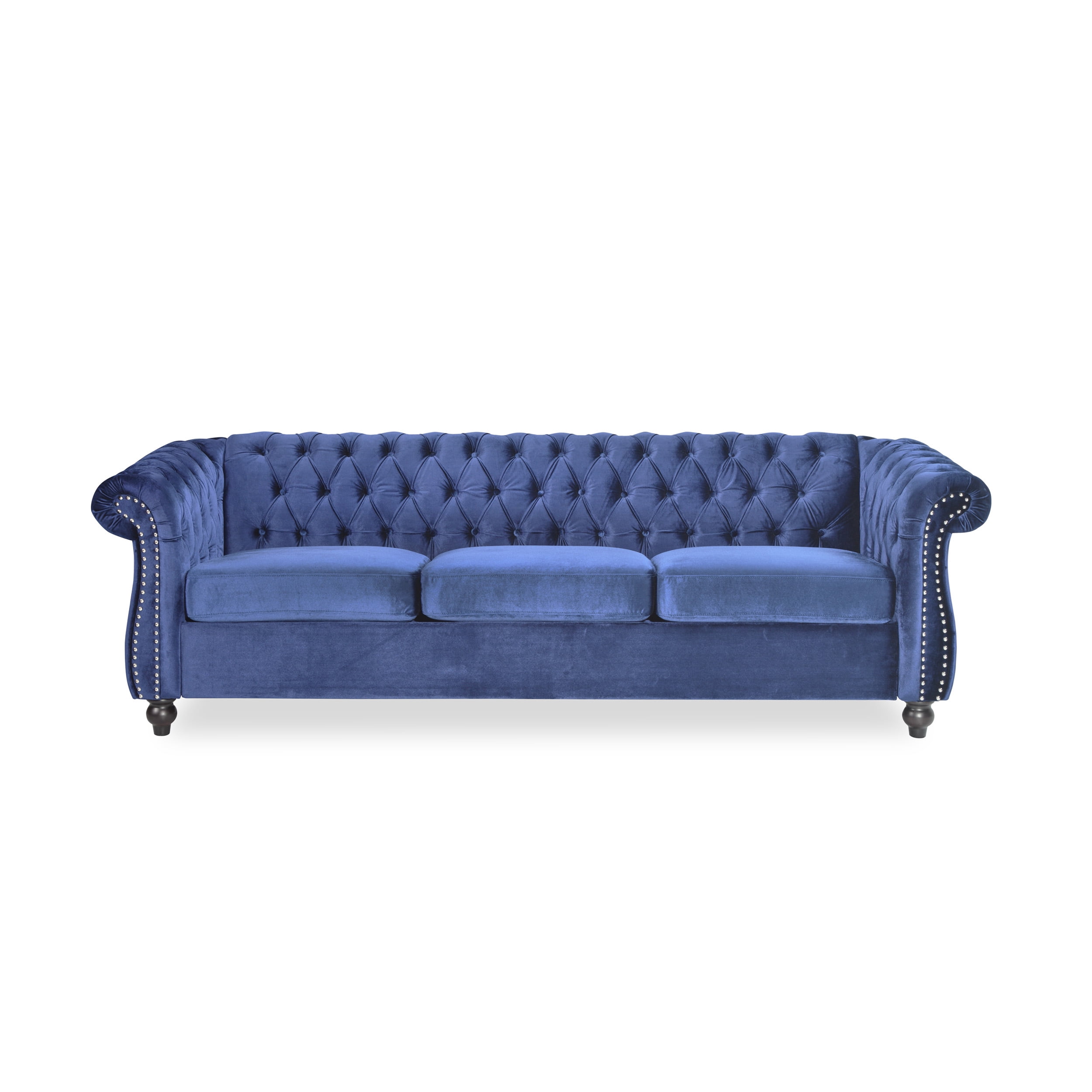 Kinzie Chesterfield Tufted Fabric 3, Kinzie Chesterfield Tufted 3 Seater Sofa With Nailhead Trim