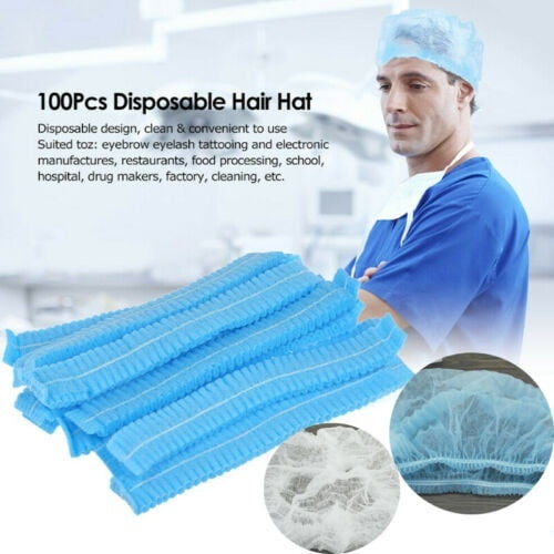 100pcs Disposable Elastic Shower Hat Hair Salon Waterproof Hotel Bathing Cap