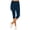 Navy high waisted capri leggings a1, variant on Women's High Waisted Capri Leggings Quick Dry Graphic Sporty Workout Active Slim Fit Capri Pants Skirt Shorts Casual Athletic Yoga Running Lounge, Black S