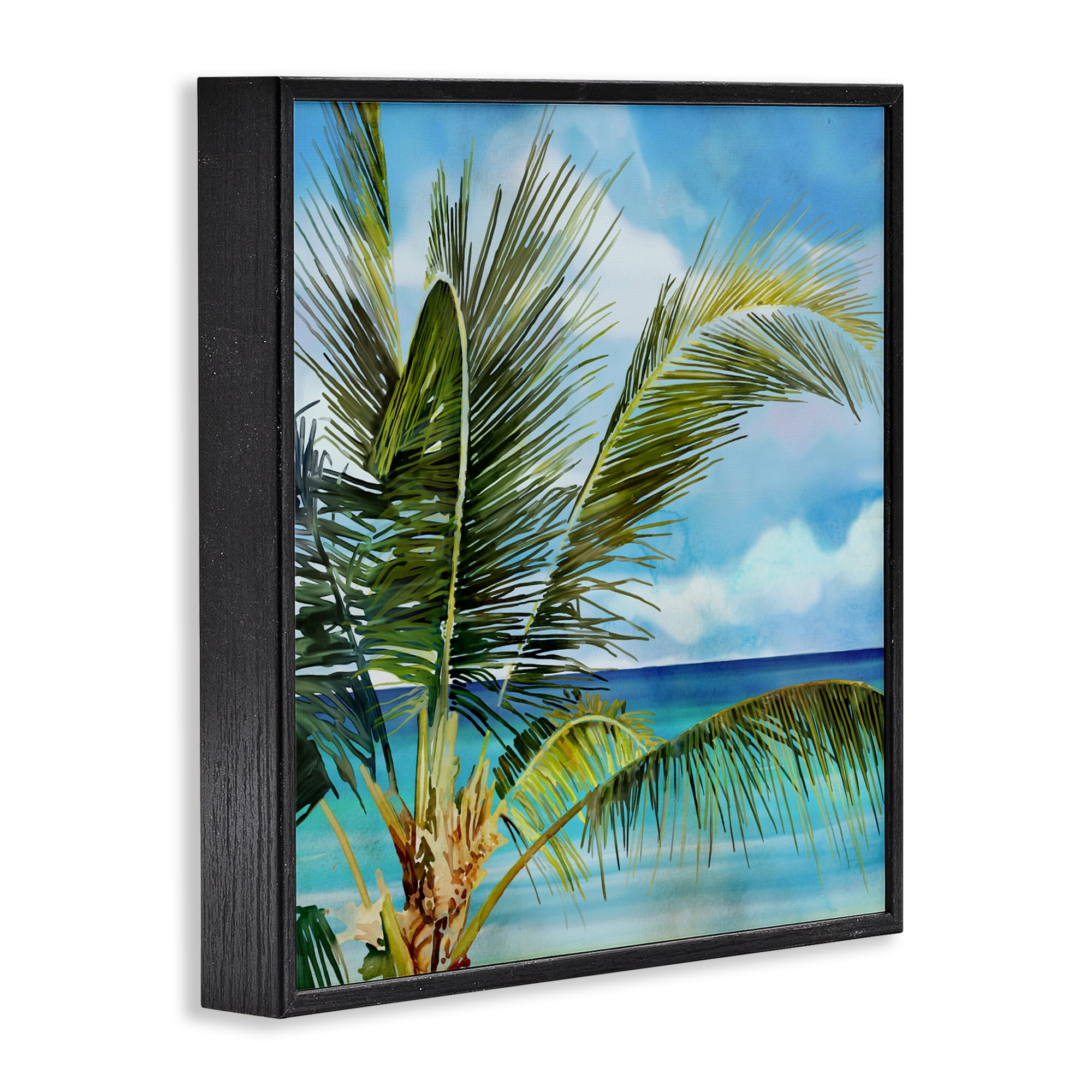 Stupell Industries Lush Palm Watercolor View Black Framed Giclee Art, design by Mauro Devereaux