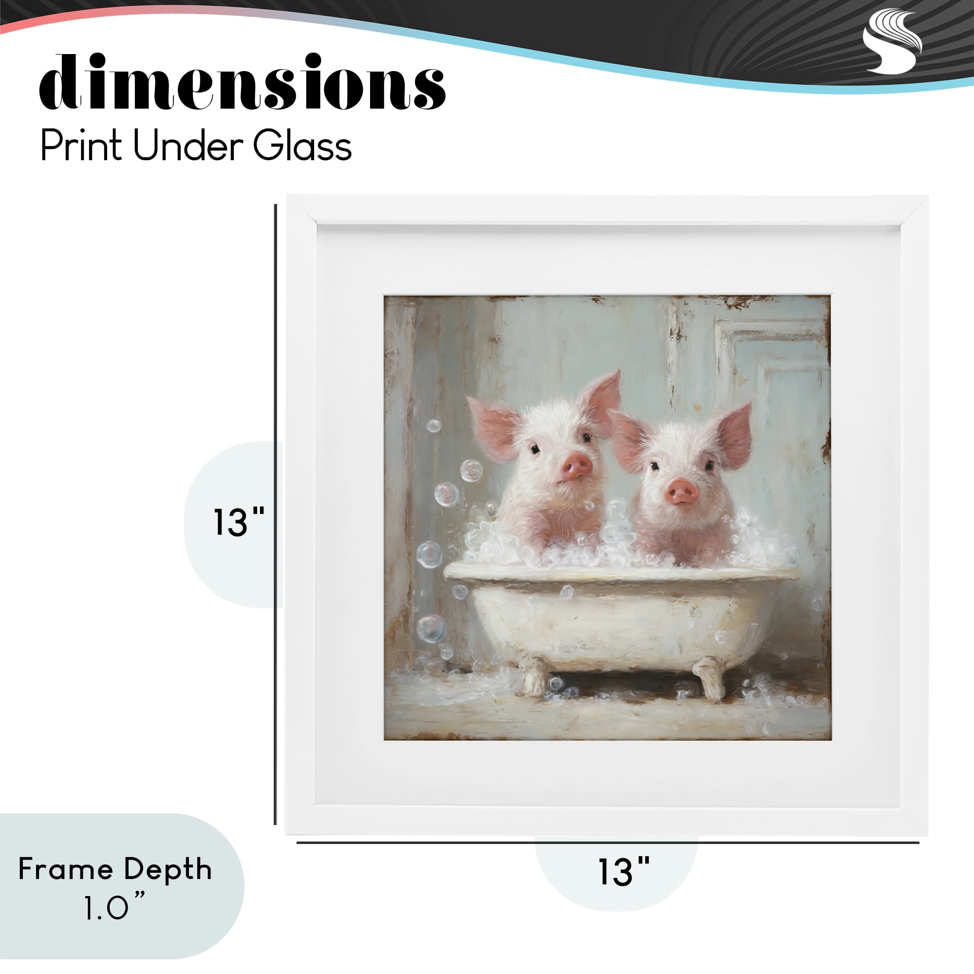 Stupell Industries Piglet Bubble Bath White Framed Print Under Glass, design by Tina LeCour