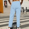 thumbnail image 7 of LLYwey Womens Dress Pants for Work Ladies Casual Slim Loose Cotton and Linen Ankle Drawstring Elastic Nine Quarter Pants New Full Length Pants Trousers Regular Fitted Light Blue XL, 7 of 7