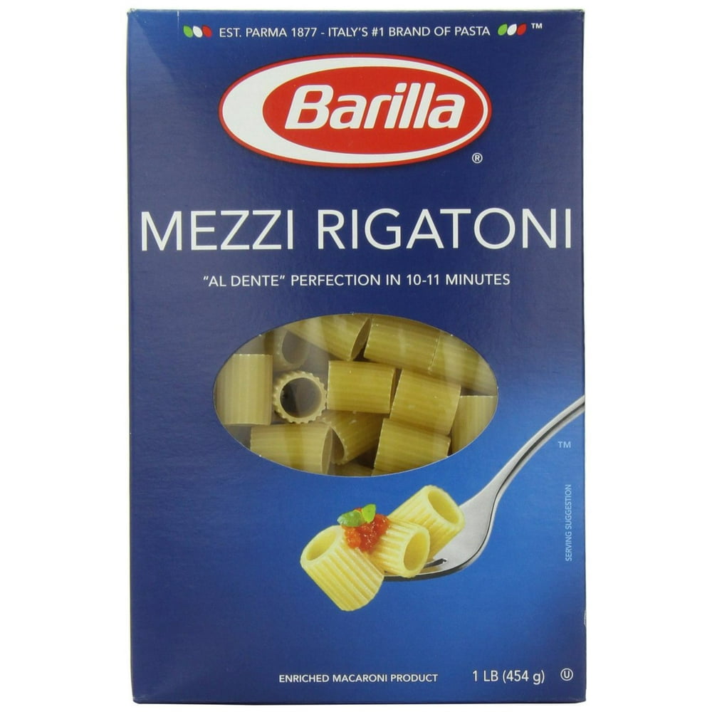 12 PACKS Barilla Pasta, Mezzi Rigatoni, 16 Ounce