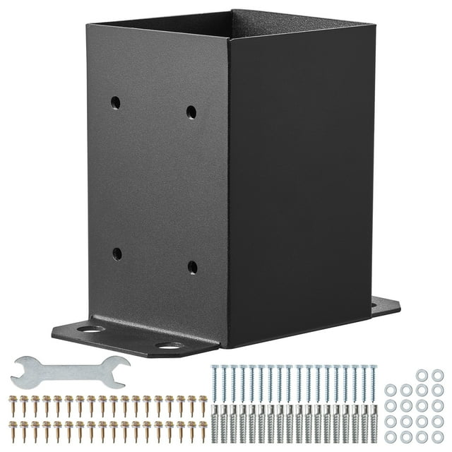 KFFKFF Post Base Set of 4, Inner Dimensions 3.6"x3.6", Sturdy Powder-Coated Post Anchor in Matte Black, Wooden Post Brackets Ideal for Pavilion Deck Railing Support and Deck Base Plate