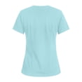 thumbnail image 4 of Iaqnaocc Scrub Tops Women Funny Solid Color Nurse Working Uniforms Fashion V-Neck Side Slits Scrub Tops Party Short Sleeve Medical Workwear with 3 Pockets Light Blue M, 4 of 4