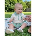 thumbnail image 6 of Loicainy Baby Toddler Boy Clothes 3 6 12 18 24 Months 2T 3T Short Sleeve Embroidery Shirt with Plaid Shorts Summer Outfit Set, 6 of 9