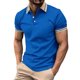 thumbnail image 2 of Blusa y camisa de manga corta con cuello vuelto para hombre, moda de ocio, color sólido, versátil, cuello vuelto, manga corta, abrigo de poliéster para hombre, 2 of 3