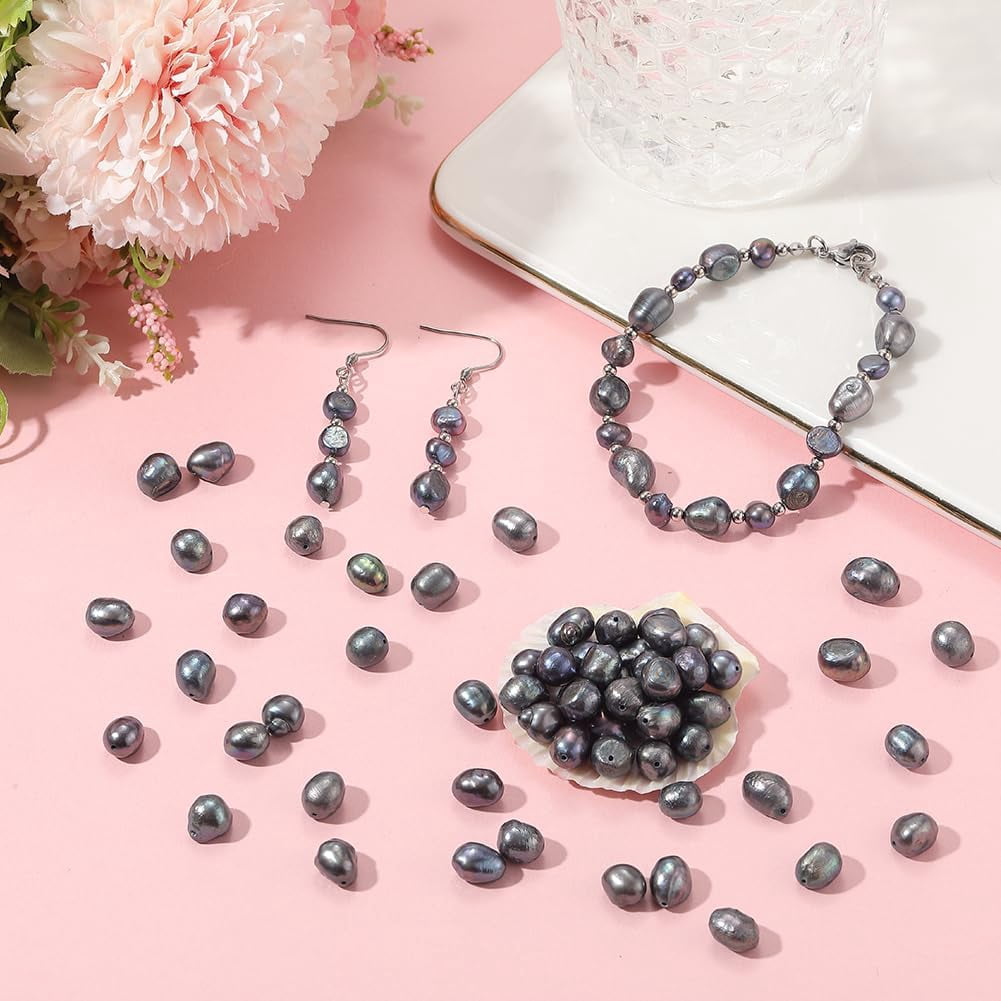1 Box 100PCS Dark Blue Baroque Natural Pearl Beads with Holes Cultured Freshwater Irregular Spacer Summer Loose Pearls Bead Bulk