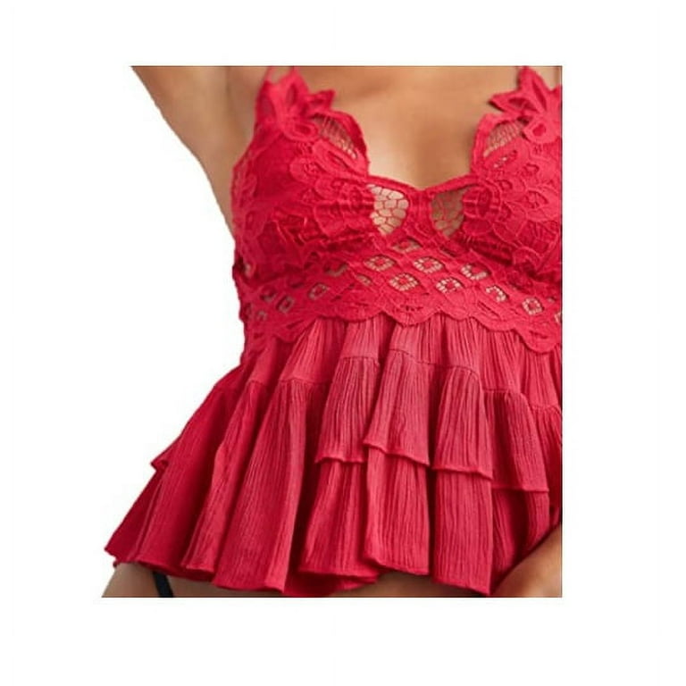 Free People Womens Adella Strappy Lace Camisole Peplum Tank Free People Womens Adella Strappy Lace Camisole Peplum Tank