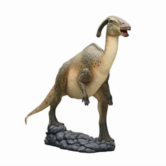 Green Parasaurolophus Dinosaur Statue