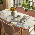 thumbnail image 3 of Easter Table Cloths for 6 Foot Rectangle Tables, Spring Watercolor Vintage Bunny Eggs Flower Patio Waterproof Elastic Fitted Tablecloths, Washable Rectangular Table Cover for Camping, 3 of 8