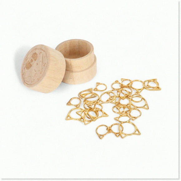 Golden Kitty Stitch Keeper Set - 30 Pcs Marqueurs de Tricot avec Boîte de Rangement - Accessoires de Couture Verrouillables pour Bijoux & Crochet