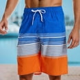 thumbnail image 2 of Tisuna Men'S Swim Trunks Color Block Striped Print Drawstring Elastic Waist Straight Leg Swim Shorts Casual Classic Fit Gentleman Holiday Swim Wear Orange Size 40, 2 of 6