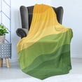 thumbnail image 4 of Abstract Soft Flannel Fleece Throw Blanket, Green and Yellow Colored Wavy Lines Curves Earth Inspired, Cozy Plush for Indoor and Outdoor Use, 70" x 90", Reseda Green Mustard, by Ambesonne, 4 of 5