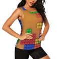 thumbnail image 2 of Fotbe Colorful Building Blocks A Blusas Sin Mangas para Mujer – Estilo Casual, Corte Suelto, Slim-Fit, Cuello Redondo Deportivo, Tops de Verano para Gimnasio y Yoga-Medium, 2 of 7