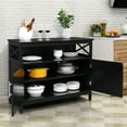 thumbnail image 3 of Modern Storage Cabinet, Cupboard Buffet Credenza with 2 Doors for Multifunction in Kitchen, Hallway, Living Room, Wooden Sofa Table Accent Console Table, Black, 3 of 12