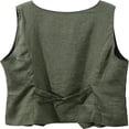 thumbnail image 2 of CHOK Womens Pure Linen Sleeveless Button Down V Neck Crop Top Summer Vest Waistcoat, 2 of 6