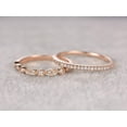thumbnail image 4 of 1.00 Carat 2 pcs man made diamond moissanite Wedding Ring Set Stacking Curved Design art deco Ring set in Sterling Silver and 18k Rose Gold Plating, 4 of 7