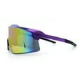 thumbnail image 6 of Mens Color Mirror Oversized Shield Sport MTB Style Plastic Sunglasses Purple Mirror, 6 of 8