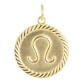 thumbnail image 2 of Reversible Leo Zodiac Sign Charm Coin Pendant Necklace in Solid Gold (16 Inches), 2 of 4