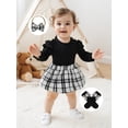 thumbnail image 4 of Loicainy Baby Toddler Girl Spring Fall Romper Dresses 3 6 12 18 Months Long Sleeve Plaid Print Skirt Bodysuit with Headband Socks Set Infant Clothes, 4 of 6