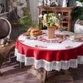 thumbnail image 3 of Round Tablecloth Lace Rustic Macrame Embroidered Table Cloths for Harvest Dresser Decor Farmhouse  (Burgundy, 90" Round), 3 of 8