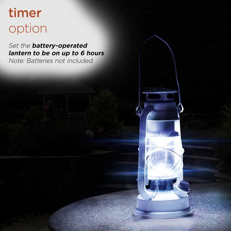 Small Gray Metal Indoor/Outdoor Lantern with Timer 14H - 2 Lanterns