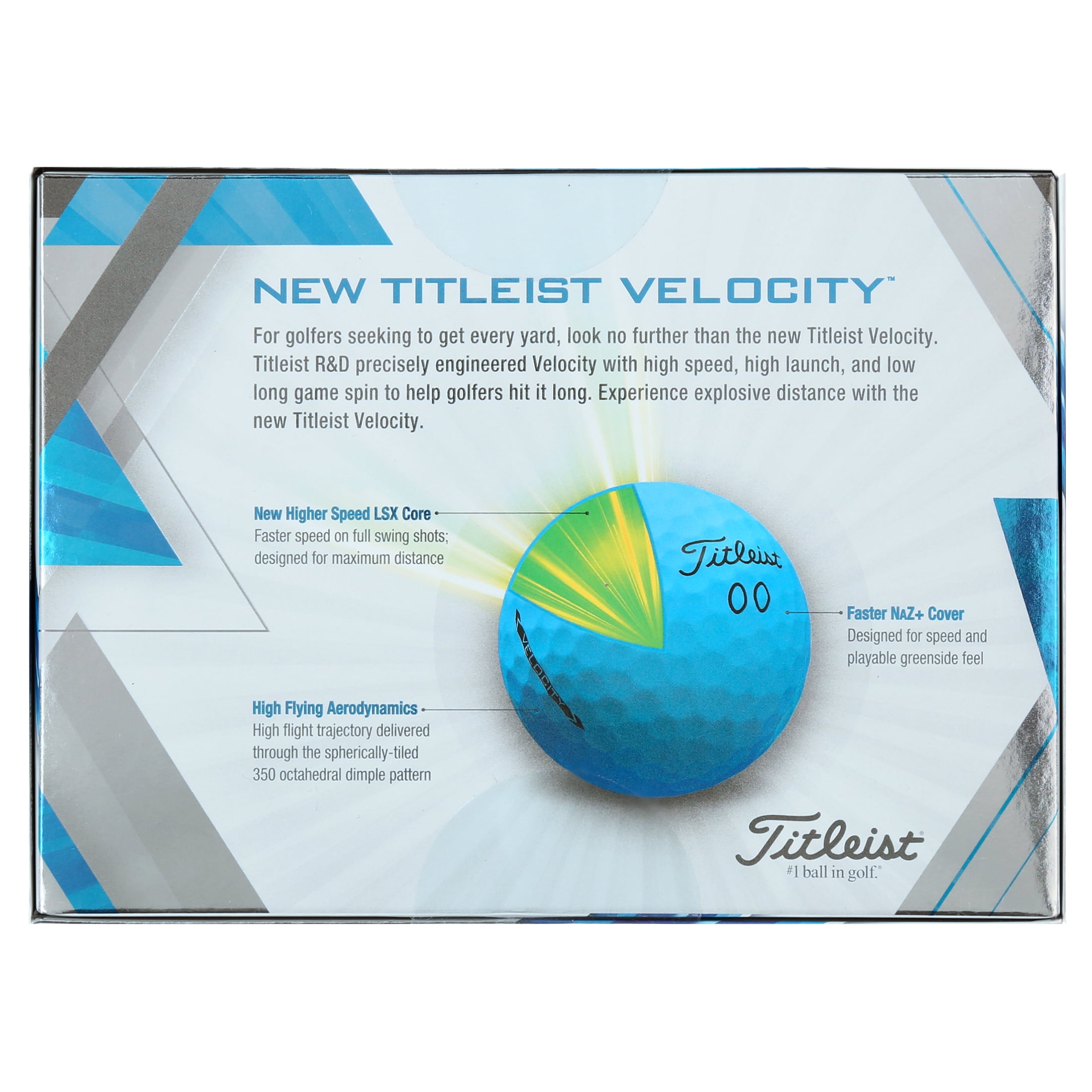 Titleist Velocity High Impact Straight Distance Golf Balls, Matte Blue, 12 Count