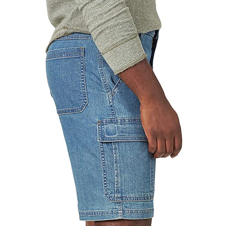 Men 3/4 Capri Jeans Loose Below Knee Denim Shorts Distressed Cropped Pants