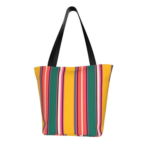 Fotbe Vertical Stripes Pattern Beach Tote,Shoulder Handbag,Spacious Tote Bag,Lightweight Travel Bag,Versatile Shopping Bag