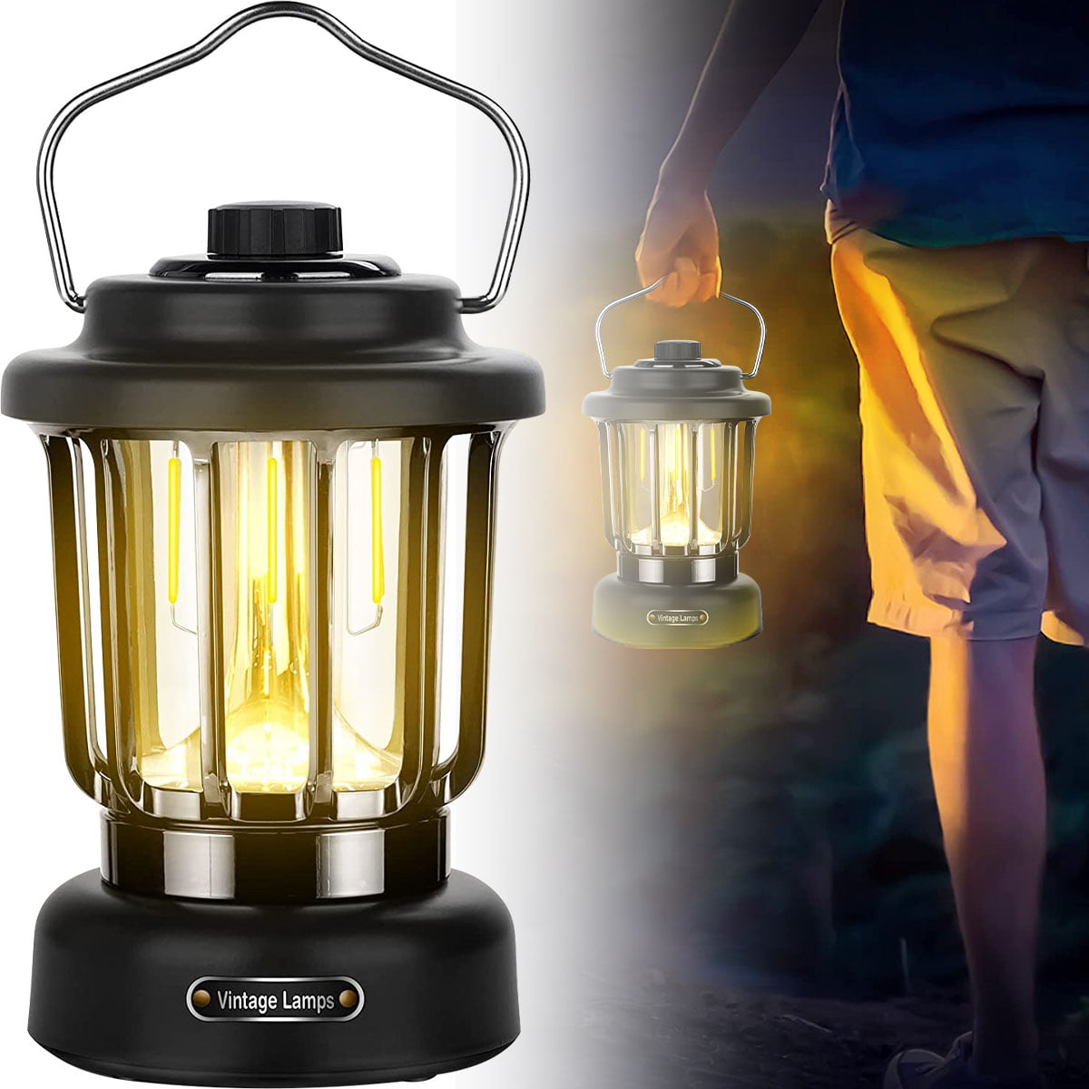 LED Electric Camping Lantern, 3600Mah Portable Rechargeable Hanging Lamp,  IPX4 R