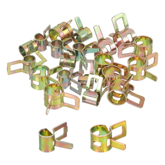 Uxcell ID 5mm 8mm 3/16 inch 5/16 inch Fuel Line Hose Clips, Pipe Clamps,Spring Hose Clamp,Low Pressure Air Clamp,Pack of 20(Rose Gold)