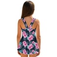 thumbnail image 2 of Uourmeti Girls' Tropical Hibiscus Floral Design Skirted One-Piece Swimsuit - Quick Dry Stretchy Swim Dress for Beach & Pool Vacations, 2 of 8