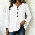 thumbnail image 4 of LEKWK Ruffle Long Sleeve Shirts for Women V Neck Button Front Linen Tops Pleated Loose Dressy Casual Tunic Tops Fall Daily Office Travel Outfits, 4 of 6