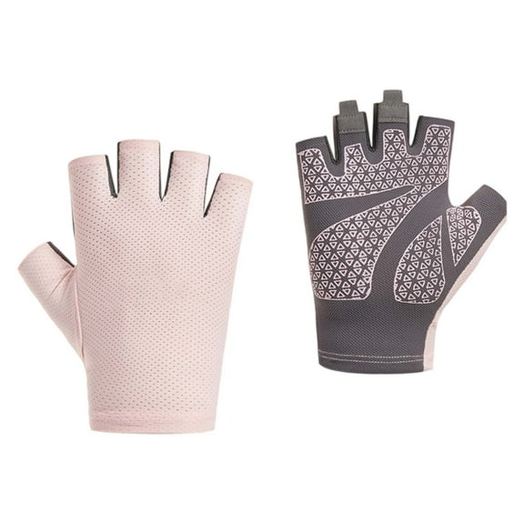 Krdevn Kids Solid Perforated Half Finger Cycling Gloves Full Tiny Hole Ultra Breathable Dotted Silicone Non Elastic Wrist Summer Training Gloves Size:4-6 Years