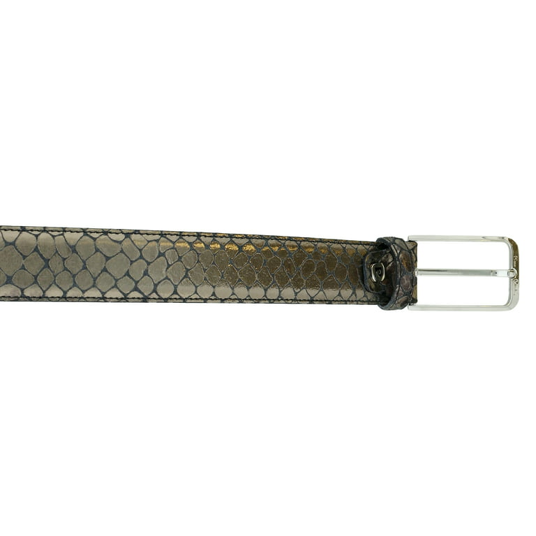 Pierre Cardin Brown Python Embossed Silver D-Ring Buckle Adjustable Belt  Adjustable Mens Belt-36 for Mens 