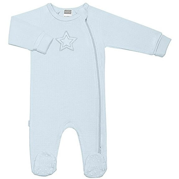Kushies Baby Classic Cotton Side Zip Sleeper (9 Months, Blue Star)