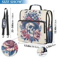 thumbnail image 3 of Haosy 3 Ring Zipper Binder with Shoulder Strap Waterproof Trapper Keeper 2 Inch D-Ring 500 Sheets Capacity, American Style Skull and Rose, 3 of 8