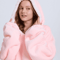 thumbnail image 6 of ABOYIART Unisex  Wearable Hoodie Blanket, Oversized Ultra Soft Flannel, Large Pockets, Warm Winter Christmas Gift, Cozy Loungewear (Pink, Long Available), 6 of 7